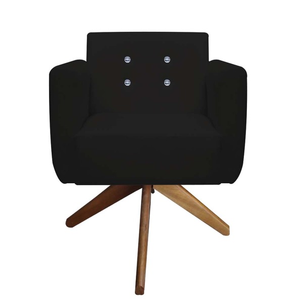 Poltrona Decorativa Duda Base Giratória C/strass Suede Preto