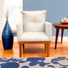 Poltrona Decorativa Duda Com Base De Madeira Para Sala E Quar