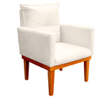 Poltrona Decorativa Duda Com Base De Madeira Para Sala E Quar