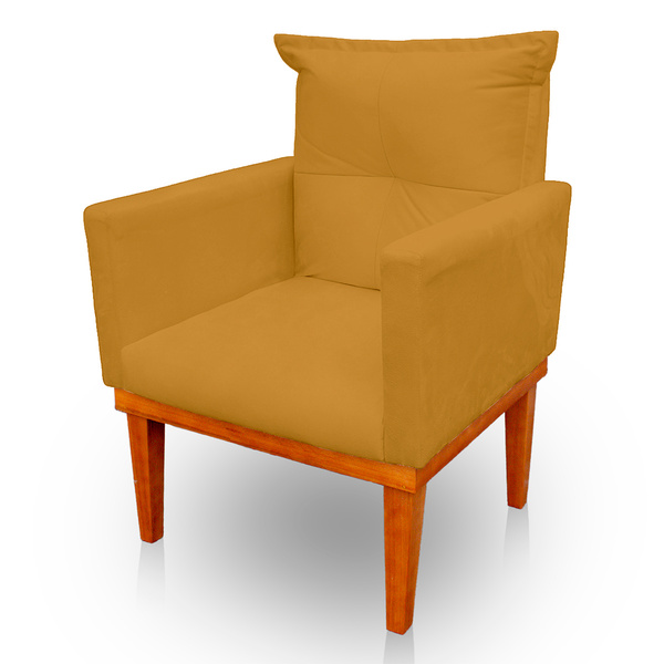 Poltrona Decorativa Duda Com Base De Madeira Para Sala E Quar