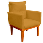 Poltrona Decorativa Duda Com Base De Madeira Para Sala E Quar