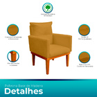 Poltrona Decorativa Duda Com Base De Madeira Para Sala E Quar