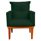 Poltrona Decorativa Duda Com Base De Madeira Para Sala E Quar