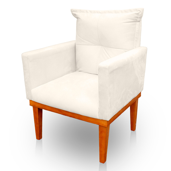 Poltrona Decorativa Duda Com Base De Madeira Para Sala E Quar