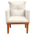 Poltrona Decorativa Duda Com Base De Madeira Para Sala E Quar