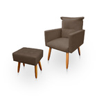 Poltrona Decorativa Duda Com Puff New Para Sala E Quarto Sued