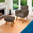 Poltrona Decorativa Duda Com Puff New Para Sala E Quarto Sued