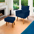 Poltrona Decorativa Duda Com Puff New Para Sala E Quarto Sued