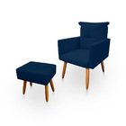 Poltrona Decorativa Duda Com Puff New Para Sala E Quarto Sued