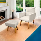 Poltrona Decorativa Duda Com Puff New Para Sala E Quarto Sued