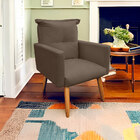 Poltrona Decorativa Duda Para Sala E Quarto Suede Capuccino -