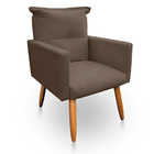 Poltrona Decorativa Duda Para Sala E Quarto Suede Capuccino -