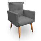 Poltrona Decorativa Duda Para Sala E Quarto Suede Cinza - Jyl