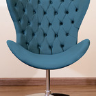 Poltrona Decorativa Egg Pé Giratório De Alumínio Capitonê Azu