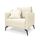 Poltrona Decorativa Elba Linho Pérola - Loja Sheep