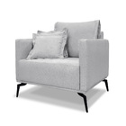 Poltrona Decorativa Elba Linho Rústico Grigio - Loja Sheep