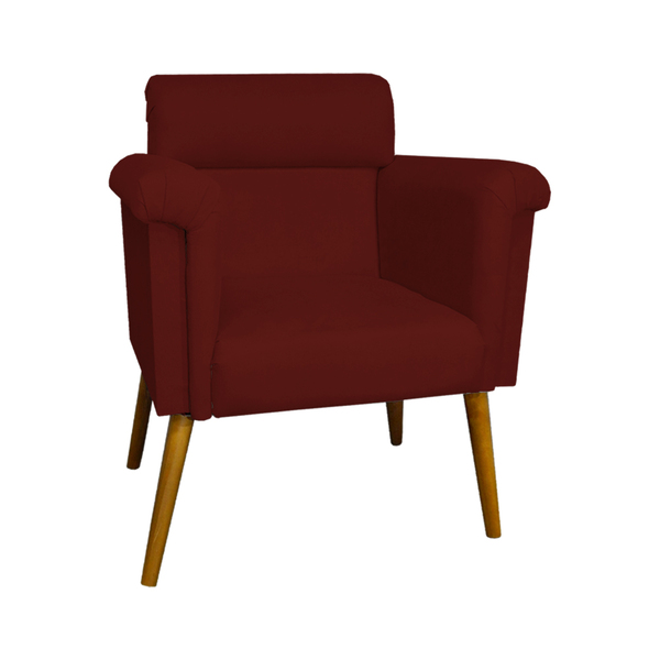 Poltrona Decorativa Elisa Pés Palito Suede Bordô - Ds Estofad