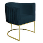 Poltrona Decorativa Elisa Suede Azul Marinho Base De Ferro Do