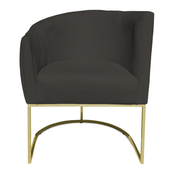 Poltrona Decorativa Elisa Suede Base De Ferro Dourado - Palla