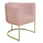 Poltrona Decorativa Elisa Suede Base De Ferro Dourado - Palla