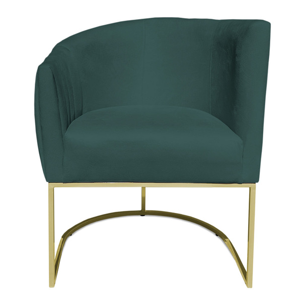 Poltrona Decorativa Elisa Suede Base De Ferro Dourado - Palla