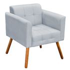 Poltrona Decorativa Elisa Suede Cinza Pés Palito – D'rossi