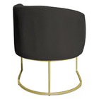 Poltrona Decorativa Elisa Suede Grafite Base De Ferro Dourado