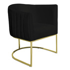 Poltrona Decorativa Elisa Suede Preto Base De Ferro Dourado -