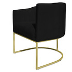 Poltrona Decorativa Elisa Suede Preto Base De Ferro Dourado -