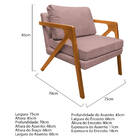 Poltrona Decorativa Elizabeth E01 Base  Madeira Linho - Amare