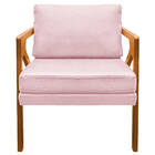 Poltrona Decorativa Elizabeth E01 Base  Madeira Suede - Amare