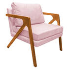 Poltrona Decorativa Elizabeth E01 Base  Madeira Suede - Amare