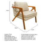 Poltrona Decorativa Elizabeth E01 Base  Madeira Suede - Doce