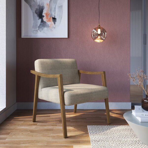 Poltrona Decorativa Em Algodão Petra Yescasa Bege Escura