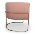 Poltrona Decorativa Em Algodão Rosa Pés De Metal Cobre Miram