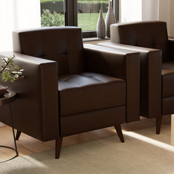 Poltrona Decorativa Em Corino Vitrola Marrom