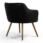 Poltrona Decorativa Em Linho Bege Sintético Preto Matelassê P