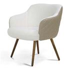 Poltrona Decorativa Em Linho Bruma Sintético Bege Matelassê P