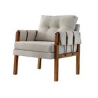 Poltrona Decorativa Em Linho E Pés Em Madeira Rayra Bege