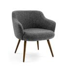 Poltrona Decorativa Em Linho Mescla Preto