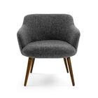 Poltrona Decorativa Em Linho Mescla Preto