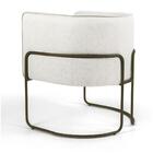 Poltrona Decorativa Em Linho Off White Pés De Metal Chocolate