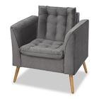 Poltrona Decorativa Em Suede Cinza Com Pés Palito Estela - La