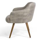 Poltrona Decorativa Em Tecido Estonado Cinza Pés Palito Alya