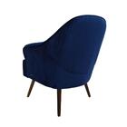 Poltrona Decorativa Em Veludo Azul Pés Palitos Em Sol