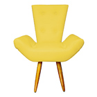 Poltrona Decorativa Emília Barca Pés Palito Suede Amarelo - D