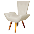 Poltrona Decorativa Emília Barca Pés Palito Suede Bege - Ds E