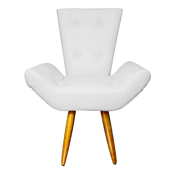 Poltrona Decorativa Emília Barca Pés Palito Suede Branco - Ds