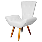 Poltrona Decorativa Emília Barca Pés Palito Suede Branco - Ds