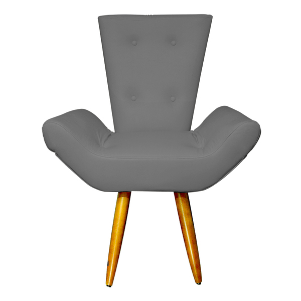 Poltrona Decorativa Emília Barca Pés Palito Suede Cinza - Ds